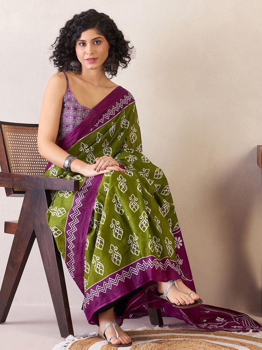 Mahendi Colour Mul Cotton Ready To Wear Saree With Pocket
