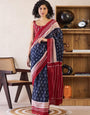 Blue Colour Mul Cotton Ready To Wear Saree With Pocket