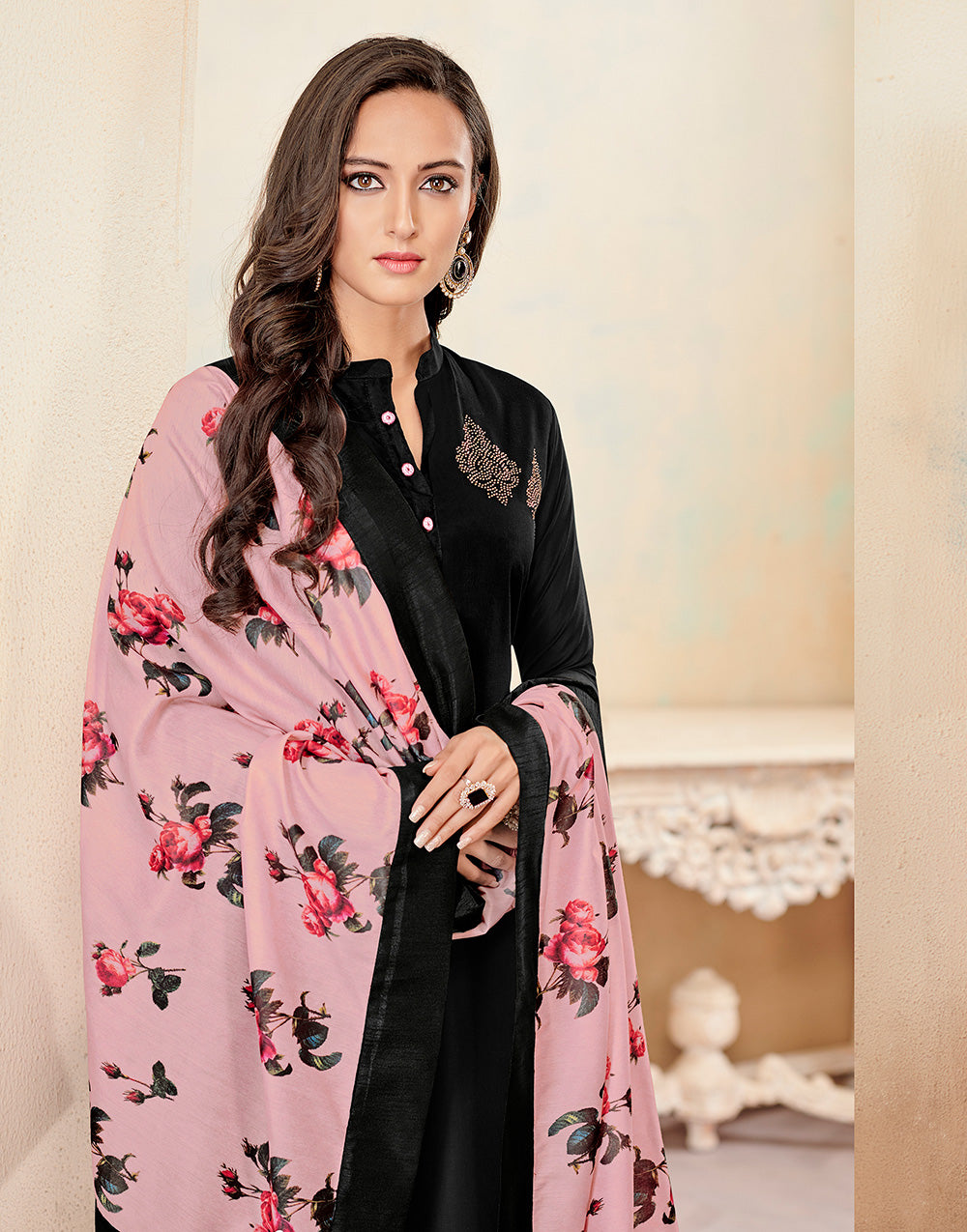 Black Heavy Jam Cotton With Designer Jams Work Suit