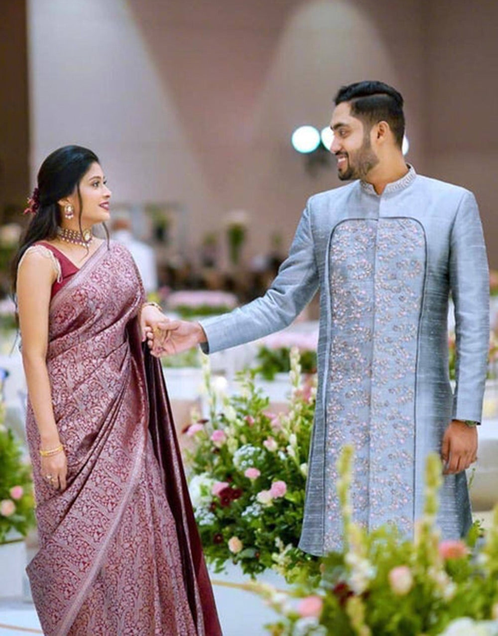 Jam Wine Soft Lichi Silk Saree With Weaving Work