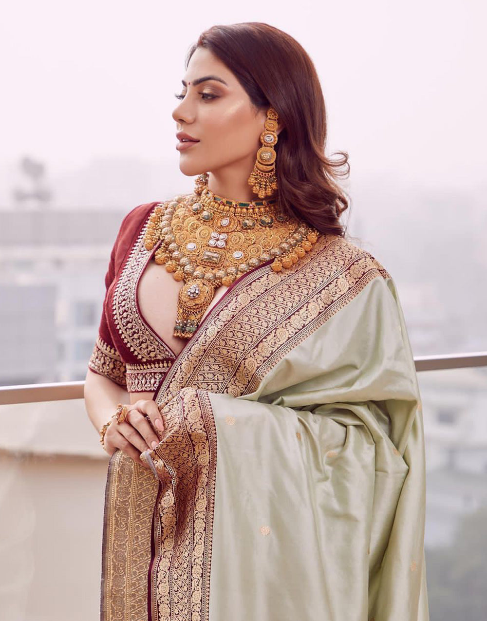 Tea Green & Coffee Soft Banarasi Silk With Zari Weaving Work