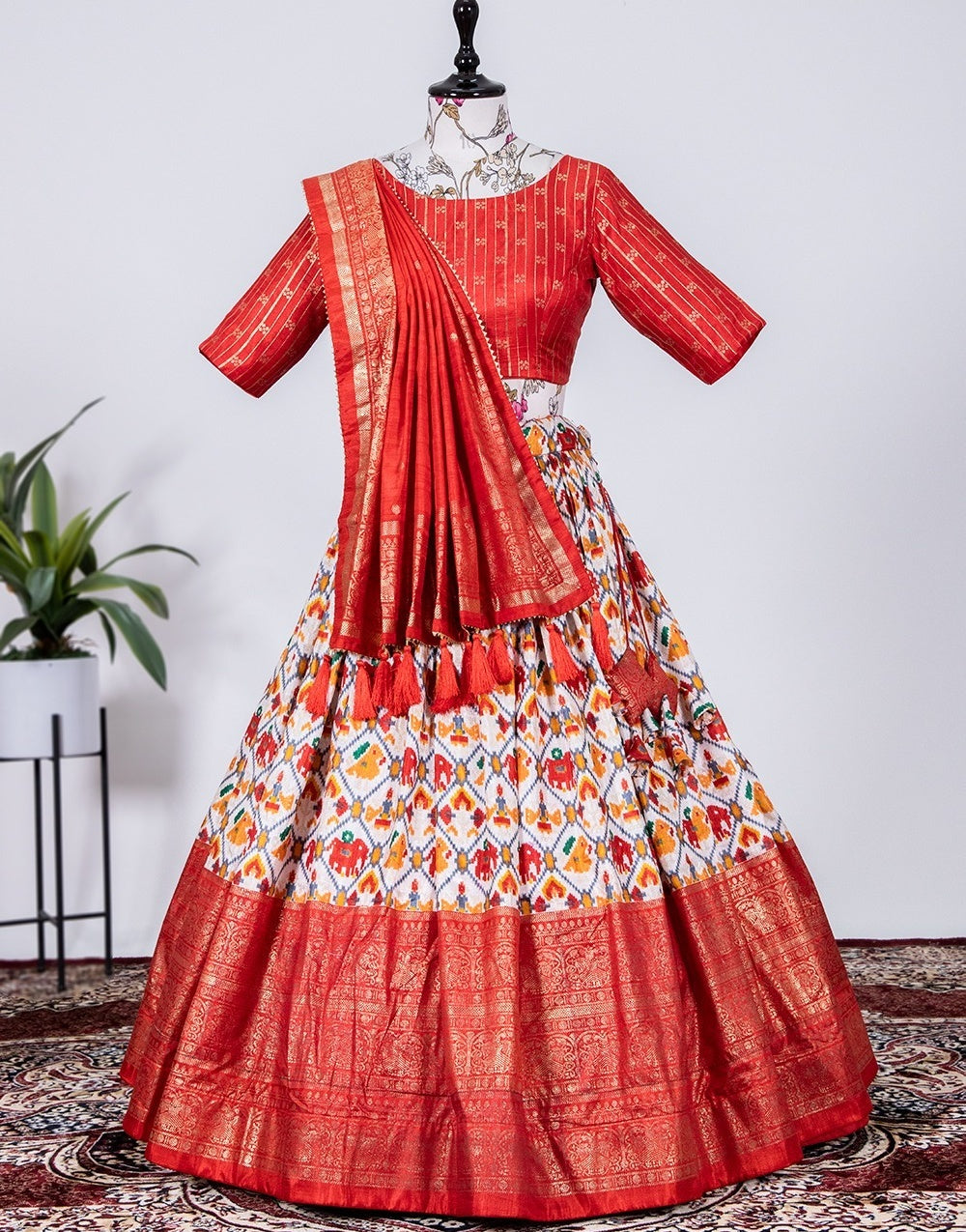 Red Dola Silk Patola Print With Foil Work Lehenga Choli