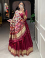 Maroon Gaji Silk With Dyeing And Lagdi Patta Lehenga Choli