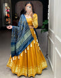 Yellow Gaji Silk With Dyeing And Lagdi Patta Lehenga Choli