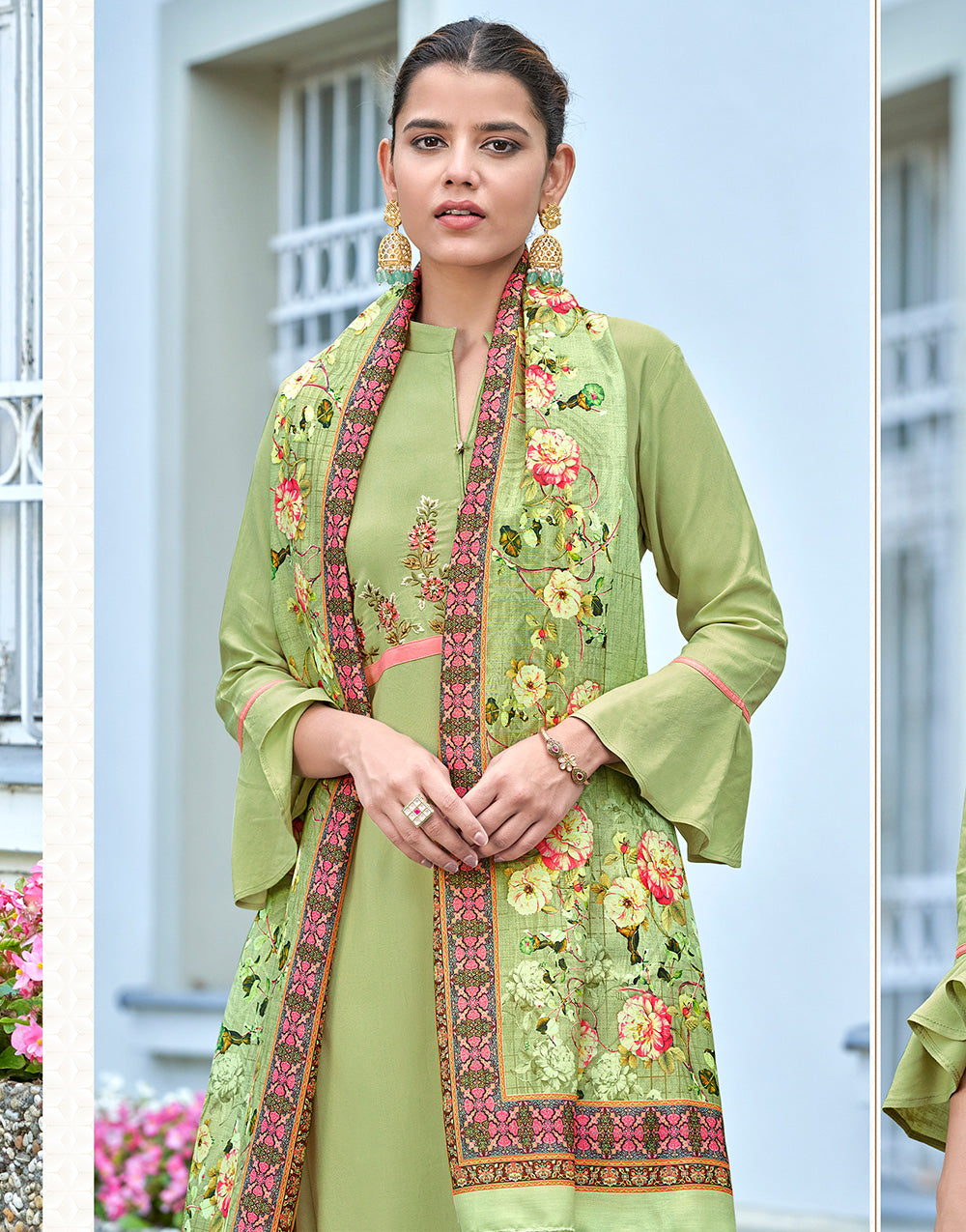 Light Green Rayon With Embroidery Salwar Suit