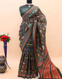Bottle Dark Green Soft Silk Patola Printed Saree