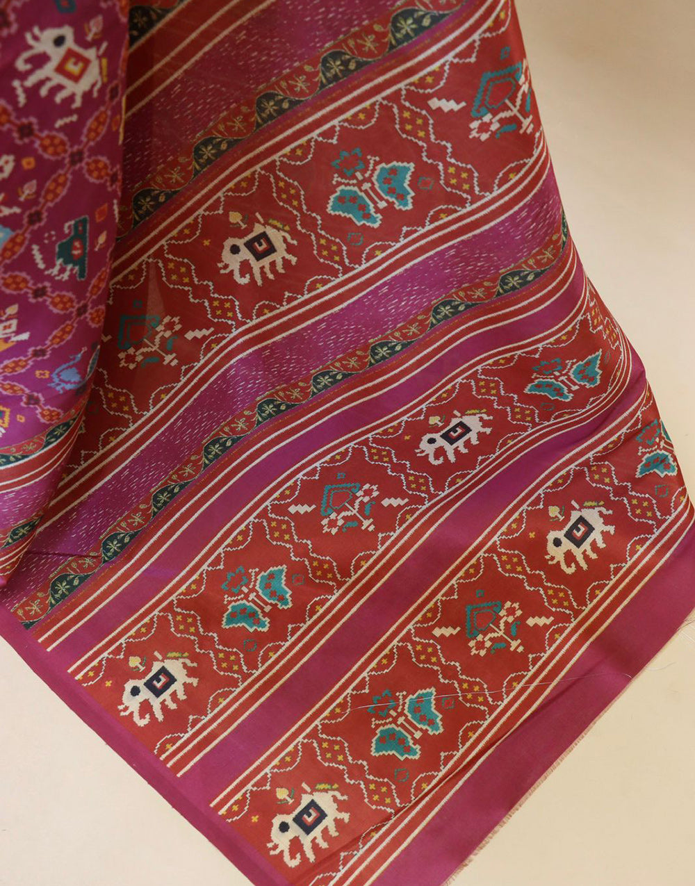 Punch Pink Soft Silk Patola Printed Saree