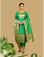 Green Paithani Soft Silk Salwar Suit