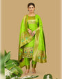 Parrot Green Paithani Soft Silk Salwar Suit