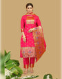 Pink Paithani Soft Silk Salwar Suit