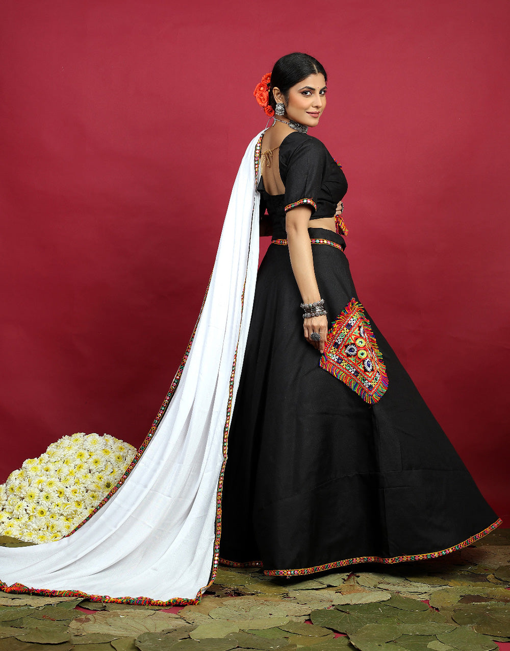 Black Rayon Cotton With Embroidered Work Lehenga Choli