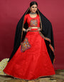 Red Cotton With Embroidered Work Lehenga Choli