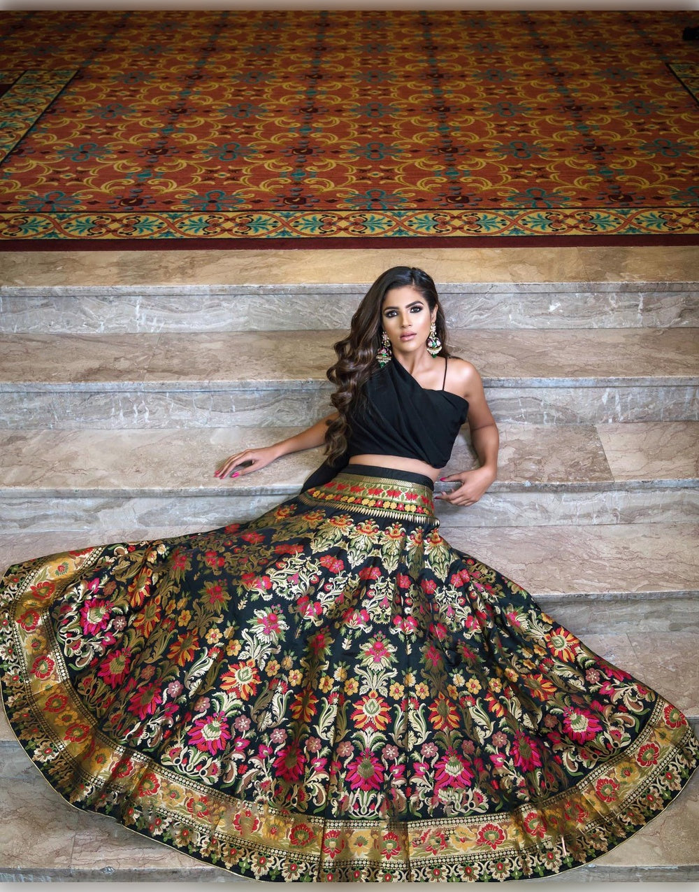 Black Banarasi Silk With Zari Weaving Work Lehenga Choli