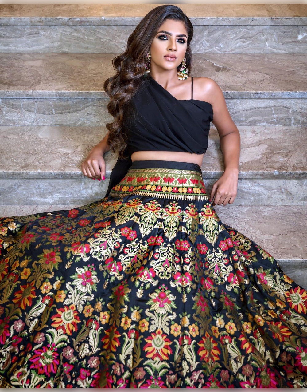Black Banarasi Silk With Zari Weaving Work Lehenga Choli