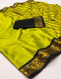 Lemon Yellow Silk Saree With Zari Weaving Work