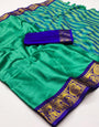 Rama Green Silk Saree With Zari Weaving Work