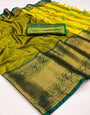 Olive Green Silk Saree With Zari Weaving Border