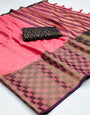 Rose Pink Silk Saree With Zari Weaving Border