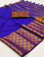 Royal Blue Silk Saree With Zari Weaving Border
