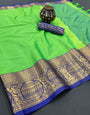 Light Green Silk Saree With Weaving Work