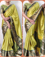 Olive Green Silk Saree With Zari Weaving Border
