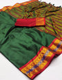 Green Silk Saree With Weaving Work