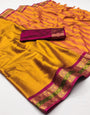 Mustard Yellow Silk Saree With Weaving Work