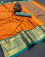 Mustard & Rama Silk Saree With Weaving Work