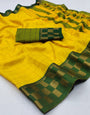 Yellow & Green Silk Saree With Weaving Work