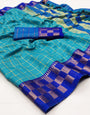 Sky Blue Silk Saree With Weaving Work