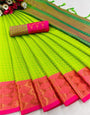 Light Green & Pink Silk Saree With Weaving Work