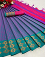 Blue & Rama Green Silk Saree With Weaving Work