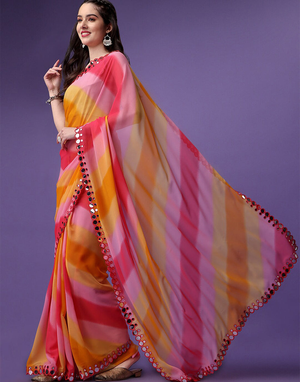 Multi Color Georgette Saree With Printed Work