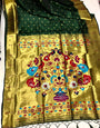 Green Paithani Saree With Golden Zari Weaving Work