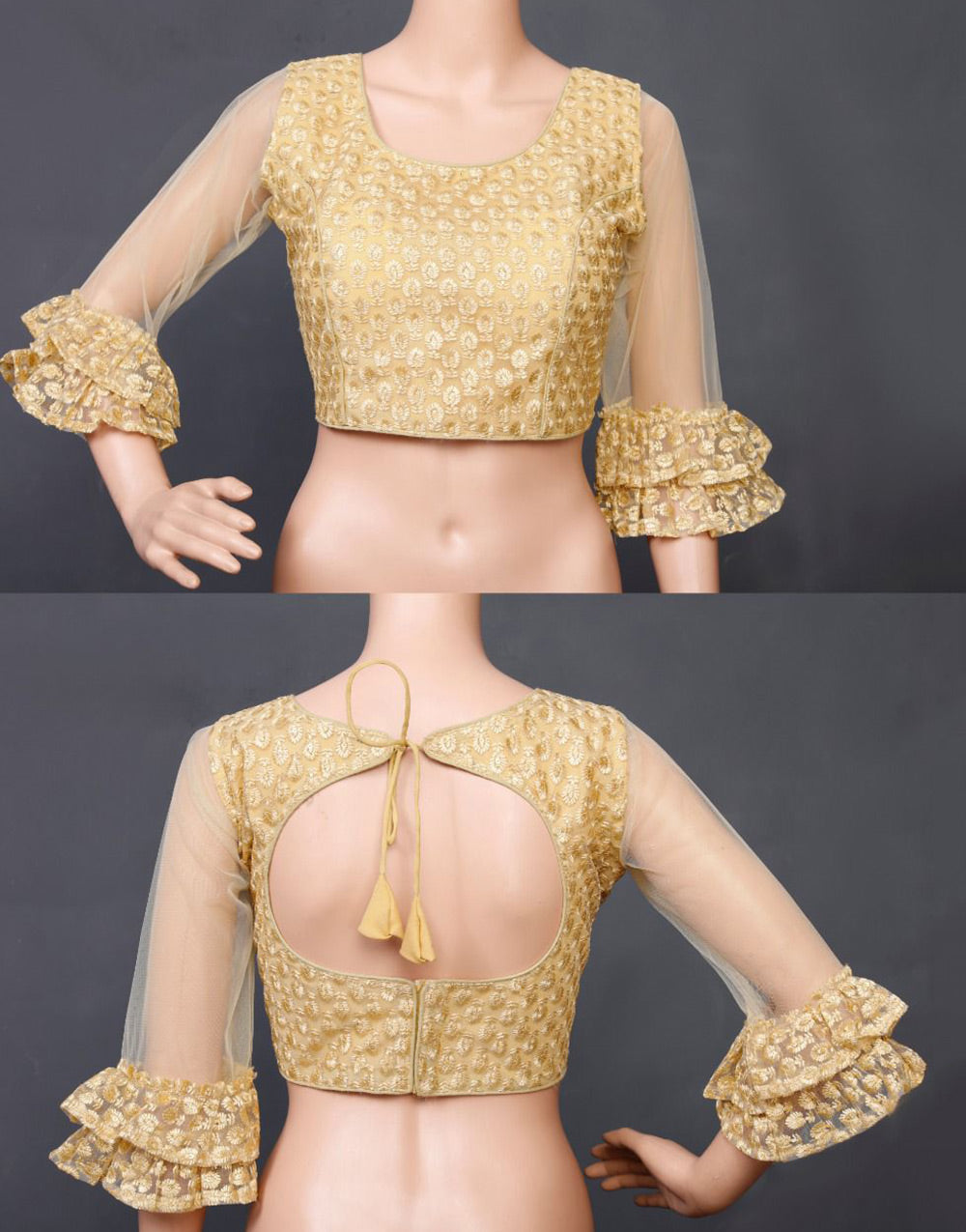 Cream Soft Nylon Thread Embroidery & Sequence Work Blouse