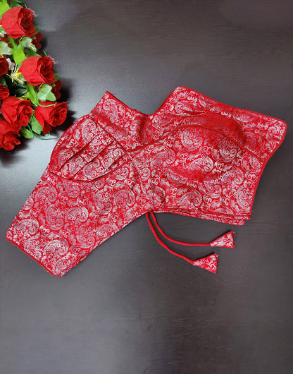 Red Banarasi Silk With Weaving Blouse