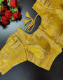 Yellow Banarasi Silk With Weaving Blouse