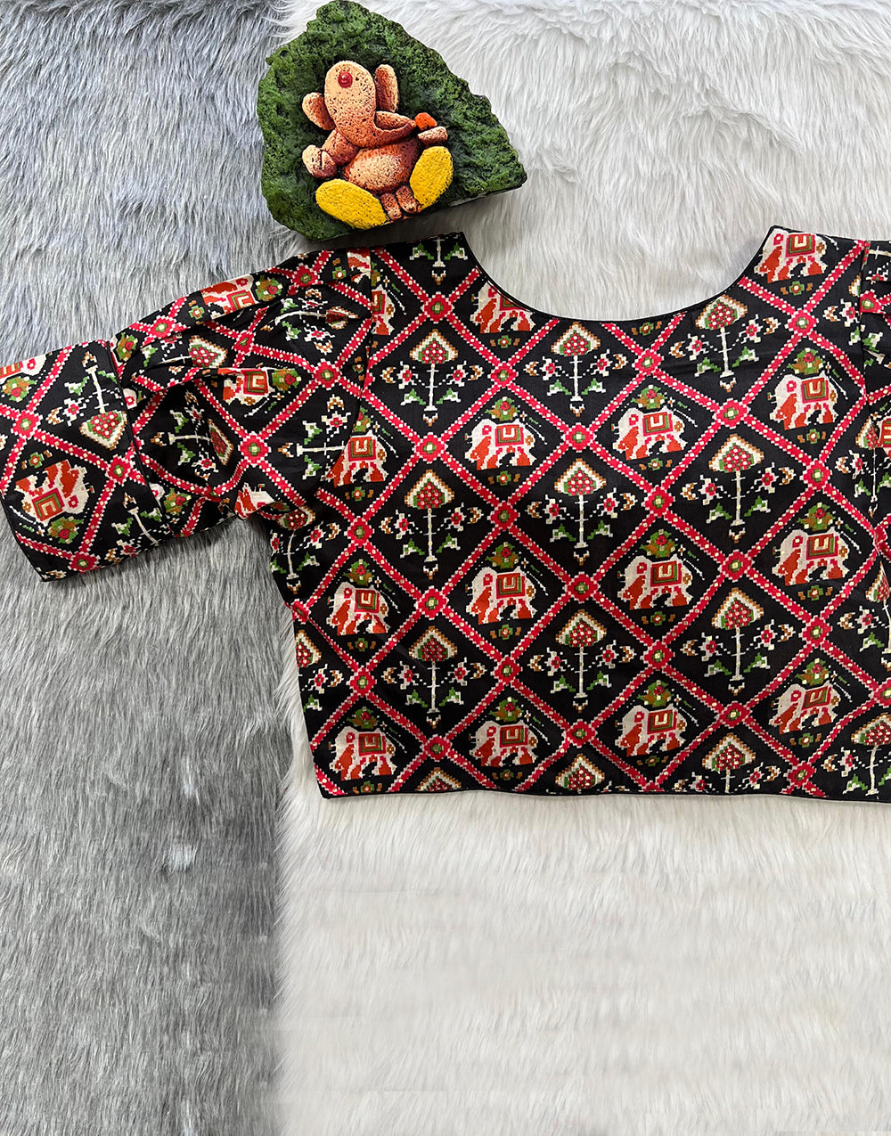Black Cotton With Patola Printed Blouse