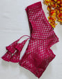 Dark Pink Banarasi Silk With Silver Zari Weaving Blouse