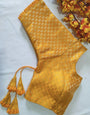 Yellow Banarasi Silk With Silver Zari Weaving Blouse