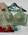 Sea Green Heavy Embroidery Work Blouse