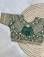 Green Milan Silk Heavy Embroidery Work Blouse