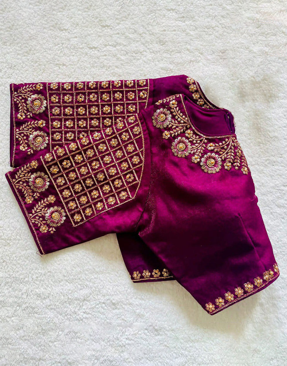 Wine Phantom Silk Designer Blouse