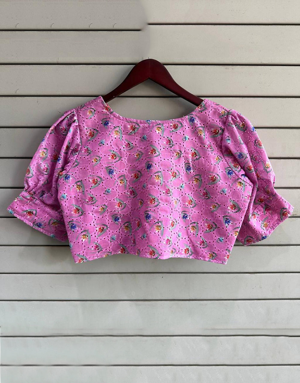 Pink Cotton With Digital Printed Blouse