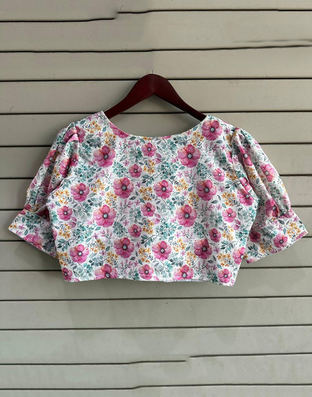 Pink Cotton With Digital Printed Blouse