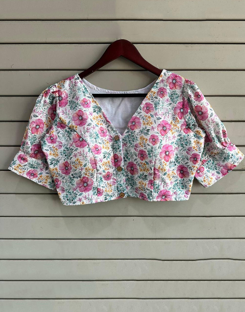 Pink Cotton With Digital Printed Blouse
