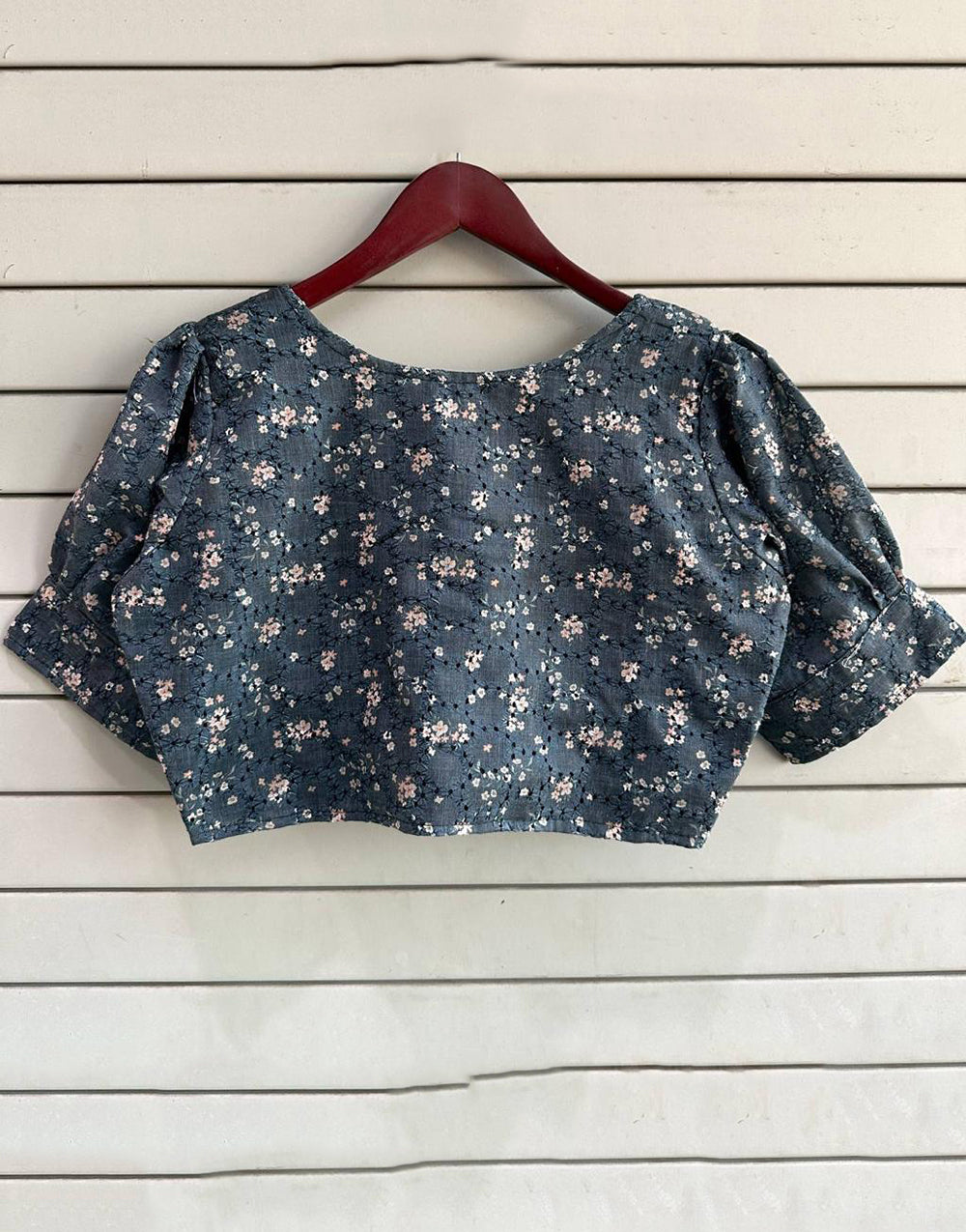 Slate Black Cotton With Digital Printed Blouse
