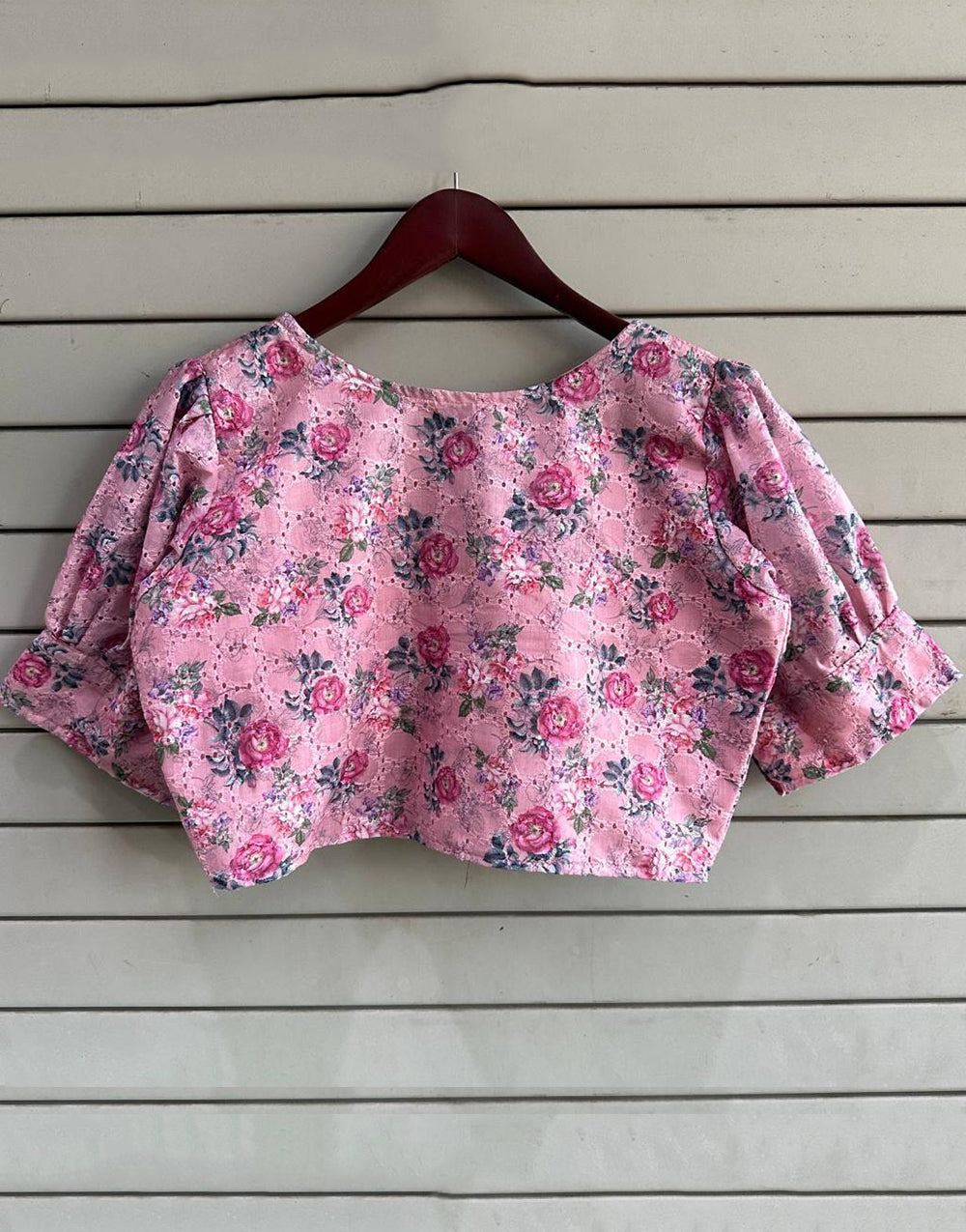 Baby Pink Cotton With Digital Printed Blouse