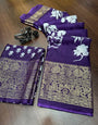 Purple Dola Silk Saree With Foil Printed Work