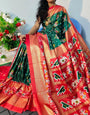 Red & Green Dola Silk Patola Printed Saree